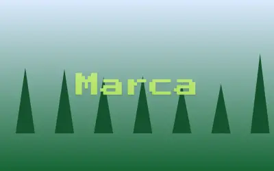 Estilo isla de bloques. Fuente tipo Minecraft: pixel cuadrado y verde. Sin cara ni herramienta.