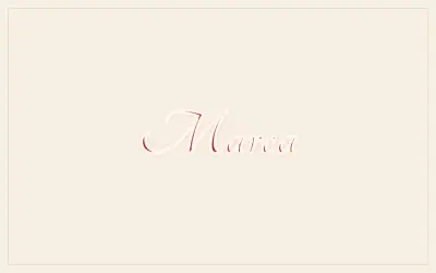 Estilo firma roja. Letra estilo Cartier: caligrafía roja sobre crema. Sin pantera.