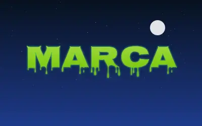 Estilo susto. Letra estilo terror: irregular, verde y negra. Sin máscara.